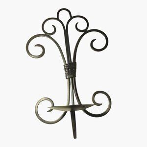 Mediterranean Black Candle Holder Metal Sconce Wall Mounted Scroll Design